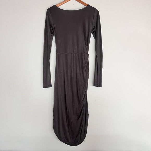 Halston Heritage Stretch Jersey Dress Size 6 Bodycon Taupe/Gray - Picture 2 of 7